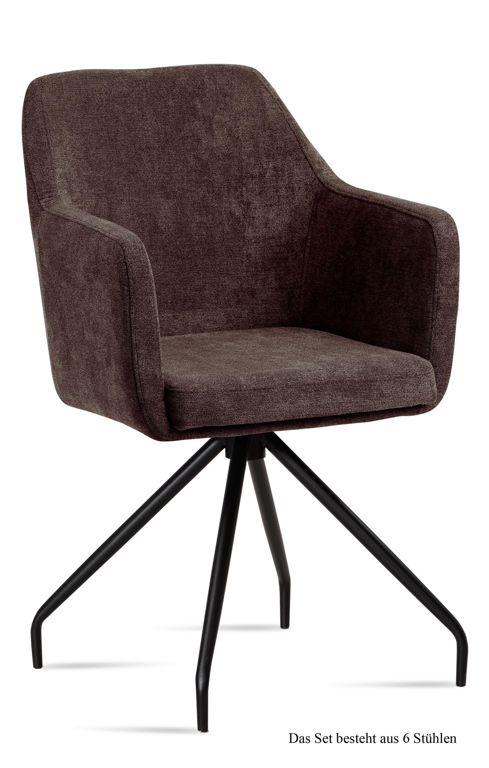 ARMLEHNSTUHL (6er-Set) Dijana 57x87x60 Schwarz/Braun - Schwarz/Braun, Kunststoff (60/87/57cm) - 58aufmkessel