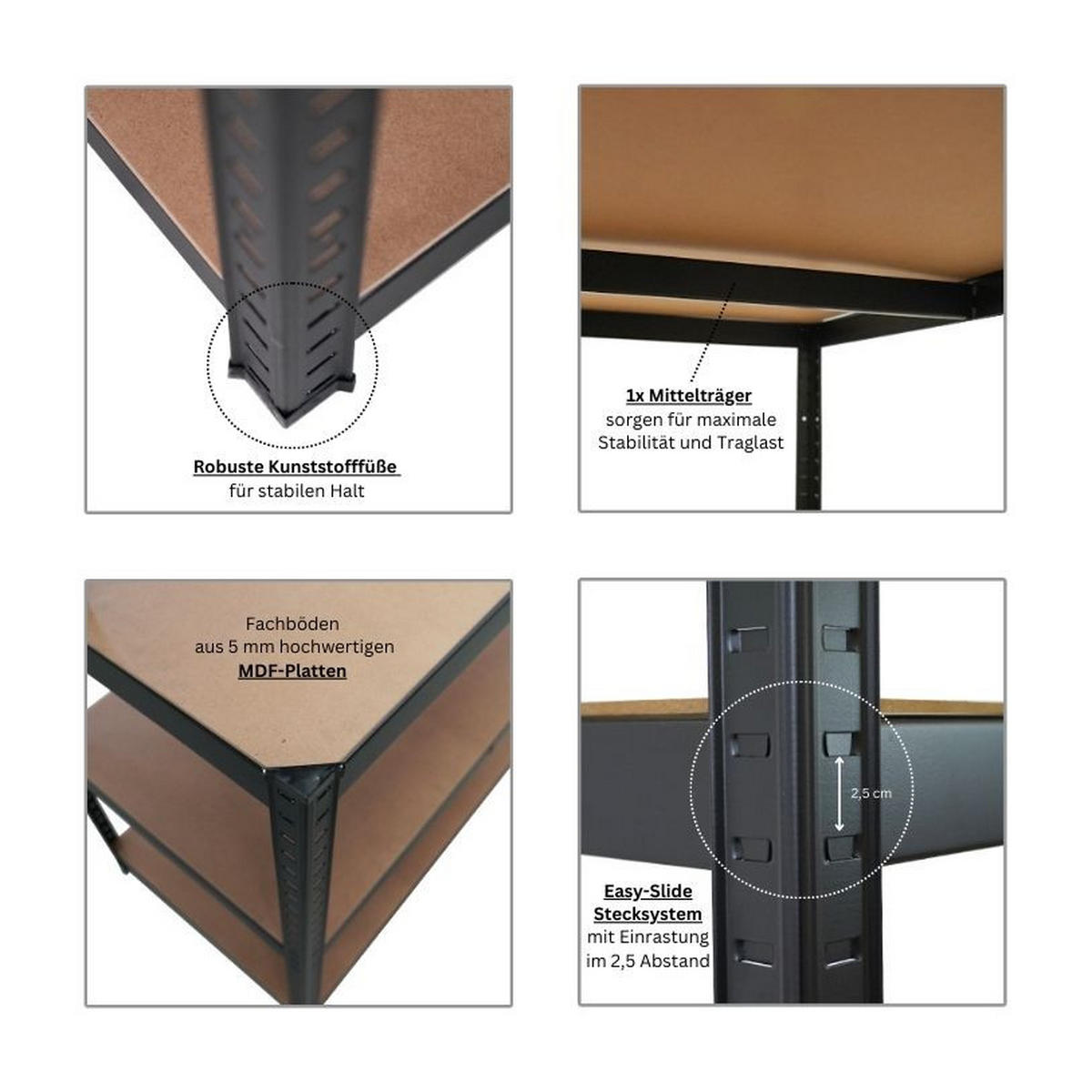 WERKBANK Giant Beast 2er-Set 180x100x60cm Fachlast 175kg Schwarz - Schwarz, Metall (200/180/60cm) - PROREGAL