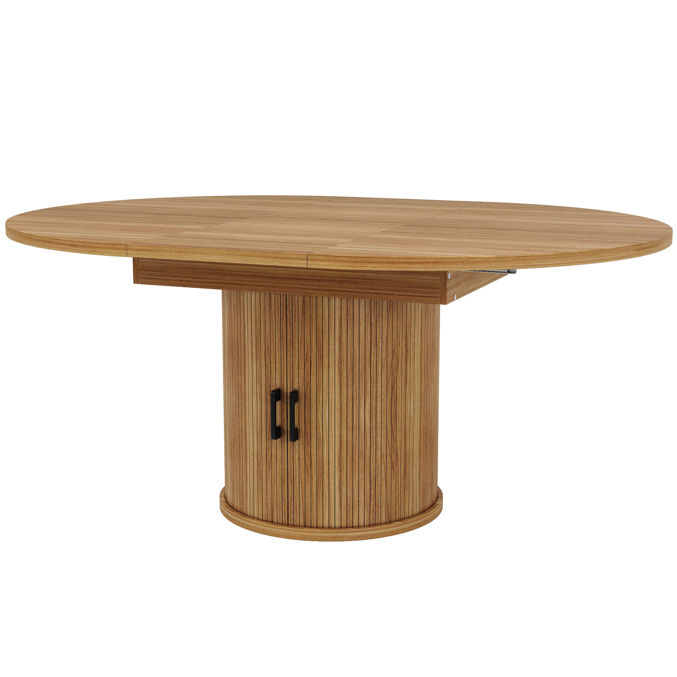 ESSTISCH Rund Ausziehbar 118-158cm Walnut/Schwarz mit Stauraum - Walnussfarben, Holzwerkstoff (118/118/76.8cm) - Urban Meuble