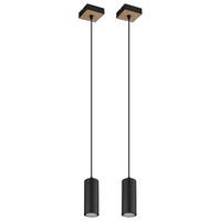 HÄNGELEUCHTE Holzoptik Schwarz Zylinder 2er Set - Schwarz, Metall (9/9/120cm) - Globo Lighting
