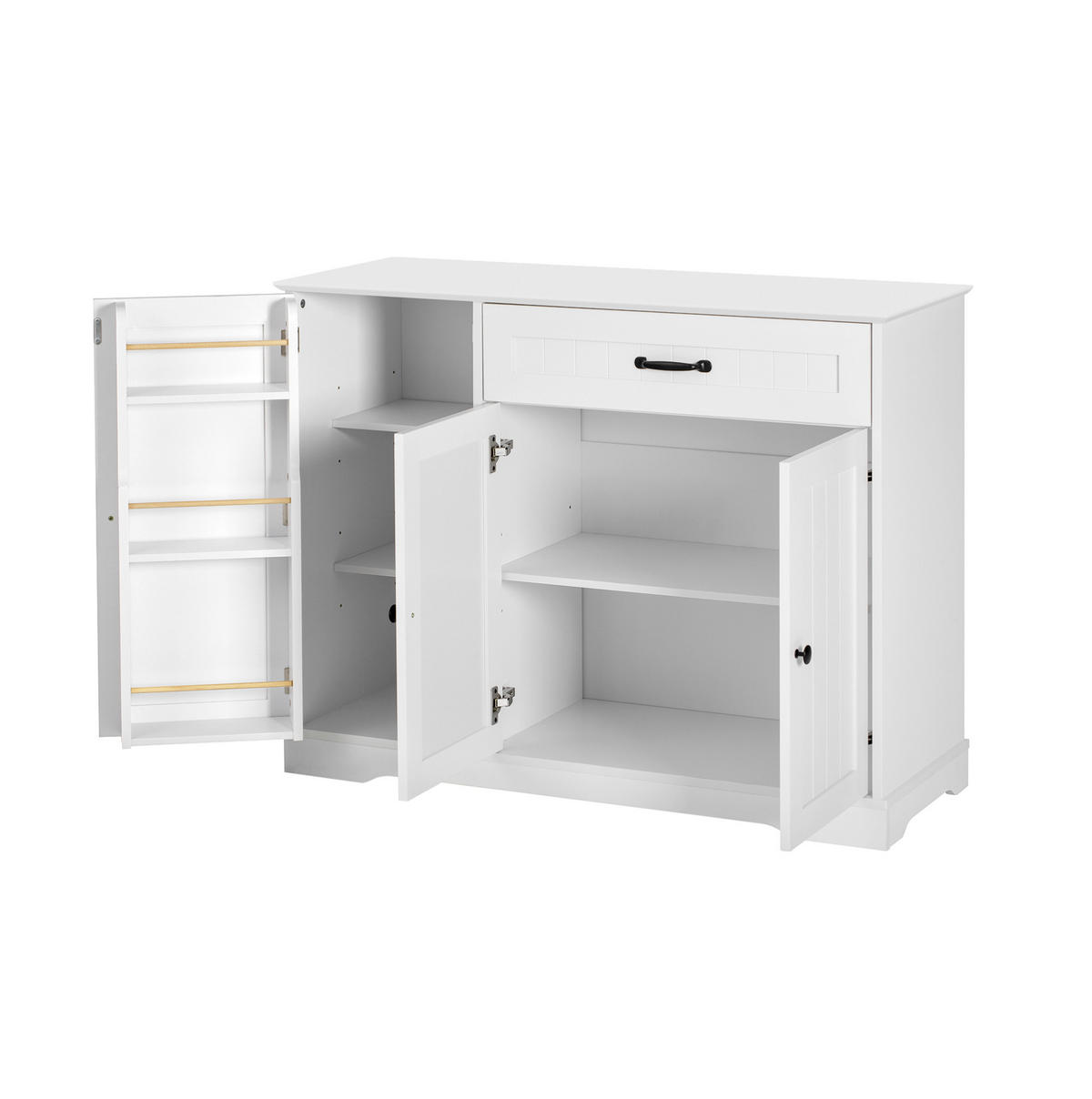 SIDEBOARD mit 3 Türen und Schublade in Weiß – modernes Design mit viel Stauraum - Weiß, Holzwerkstoff (107/83.4/40cm) - BEAOK