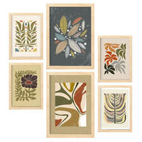 POSTER Set Mit 6 Drucken Von Pflanzen Im Ethnischen Drucker Sammlung Dekorative Rahmen Für Ihr Zuhause Wandkunstdruck A3 & A4 Rahmen Aus Hellem Holz - Beige, Papier (29/3cm) - Nacnic