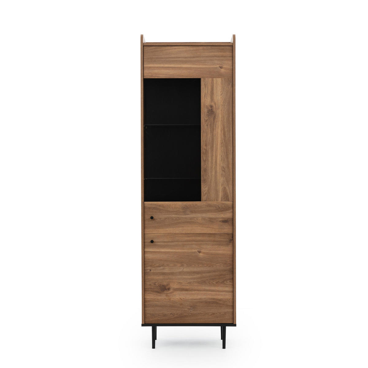 HOCHVITRINE Nero 60/40/200 Brandy Castello - Hellbraun/Schwarz, Glas/Holzwerkstoff (60/200/40cm) - Ravio