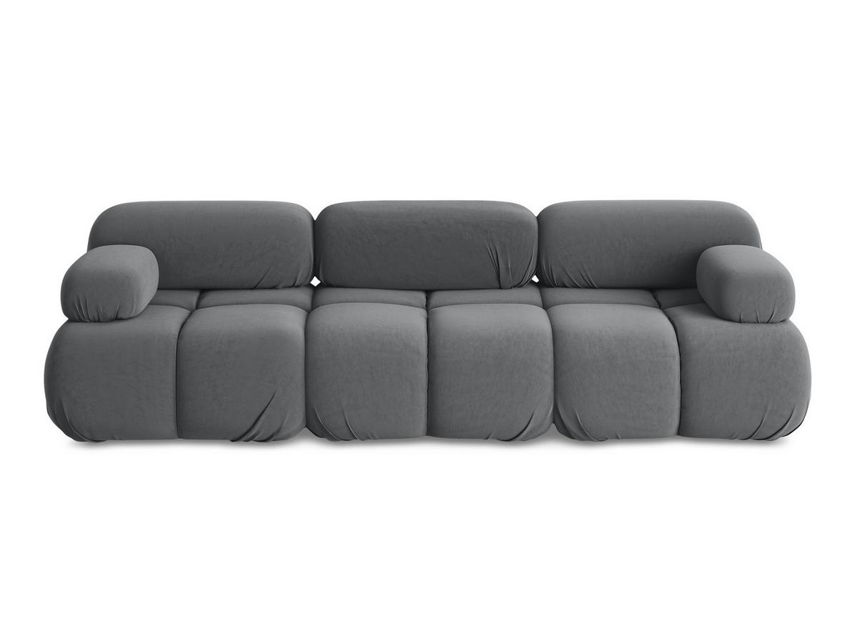3-SITZER SOFA Samt Stoff Grau - Dunkelgrau/Schwarz, Kunststoff/Textil (285/70/96cm) - Makamii
