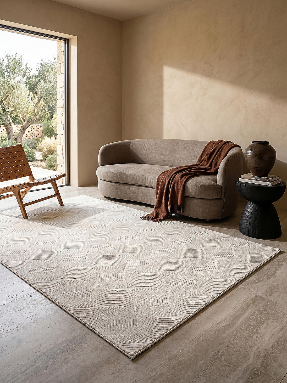 KURZFLORTEPPICH Antirutsch Geometrisch DALAR Polypropylen Creme 140 x 200 cm - Beige, Textil (140/200cm) - KADIMA DESIGN