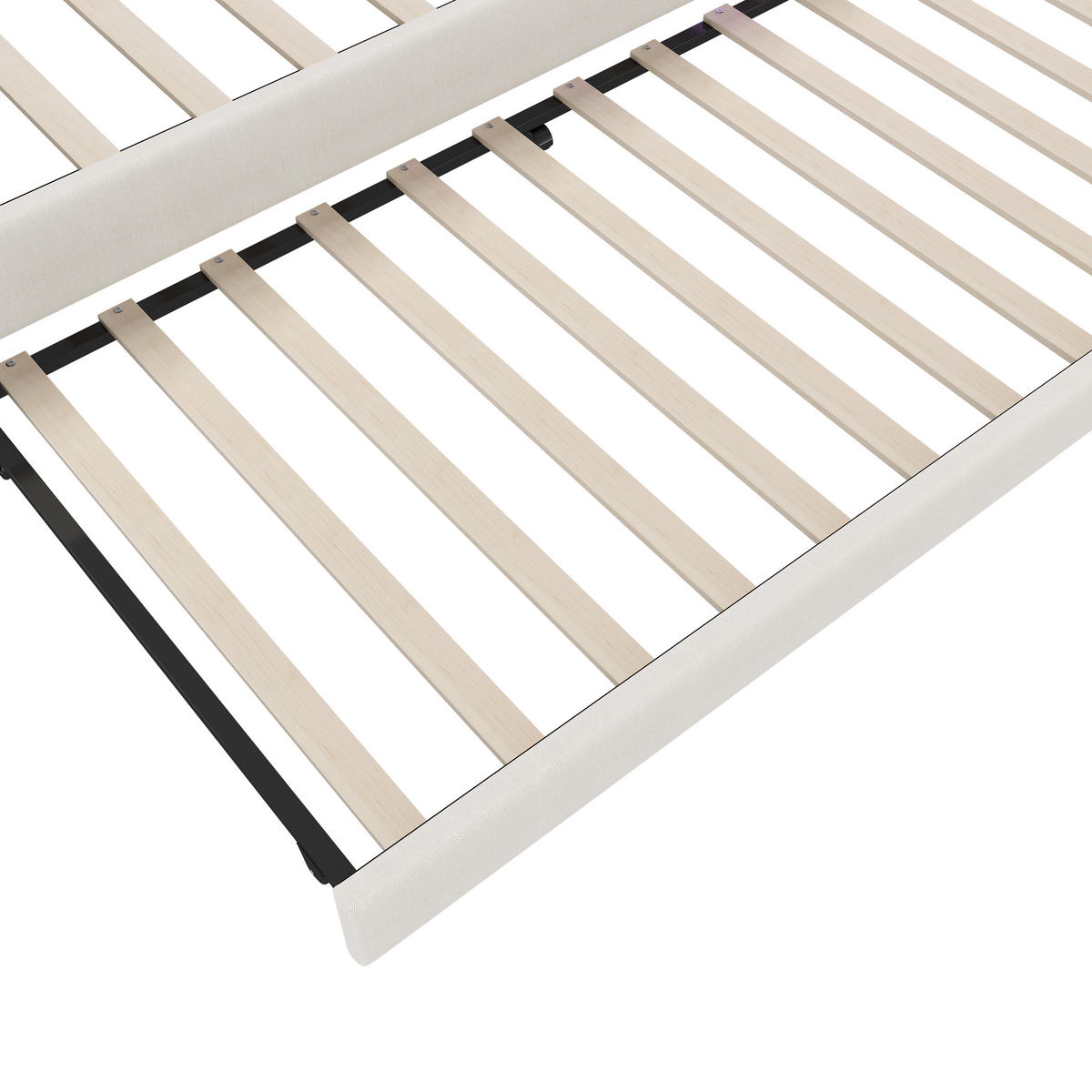 POLSTERBETT aus Leinen 140x200 cm in Beige mit LED & USB-C - Beige, Textil (140/200cm) - Modfu