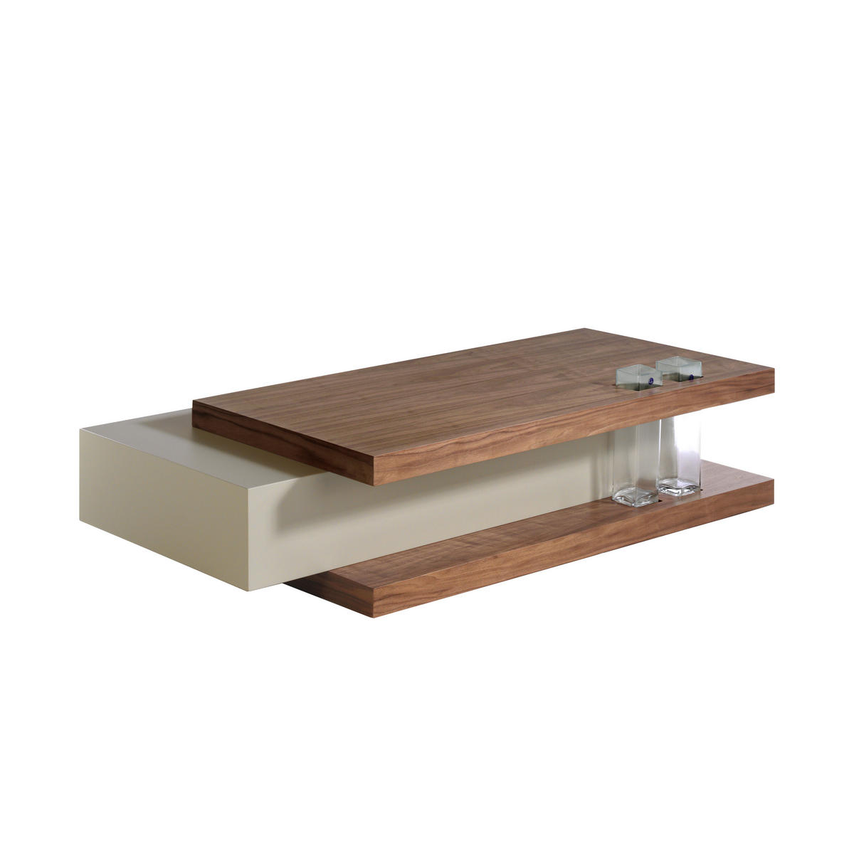 COUCHTISCH Walnuss Furnier Walnuss , Grau - Nussbaumfarben/Grau, Holz (80/140/33cm) - ANGEL CERDA