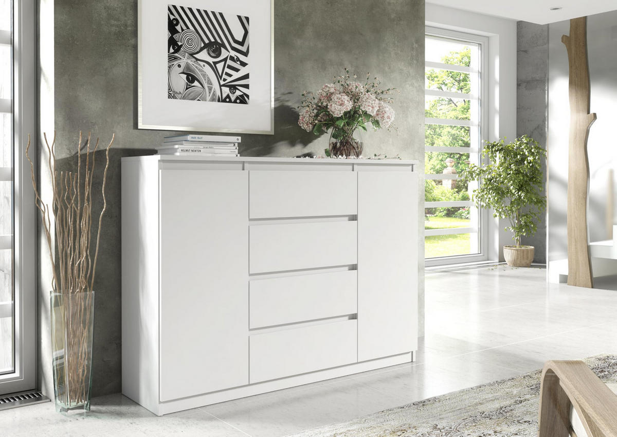 KOMMODE 120 Weiß 120x39x101,5 cm - Weiß, Holzwerkstoff (120/101.5/39cm) - Mobelsta