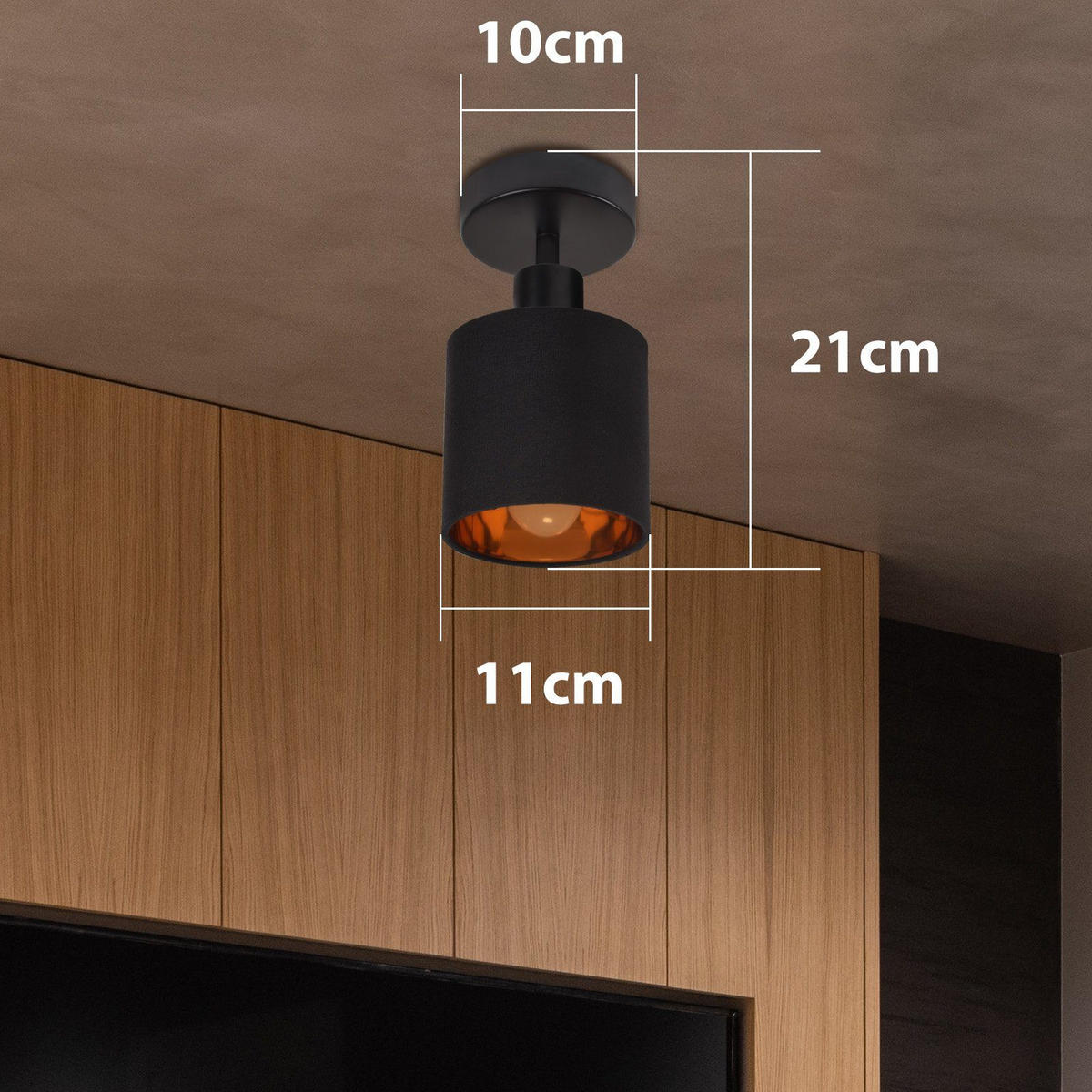DECKENSTRAHLER Mehrfachter 12/21/12cm - Schwarz, Metall (21/12/12cm) - ZMH