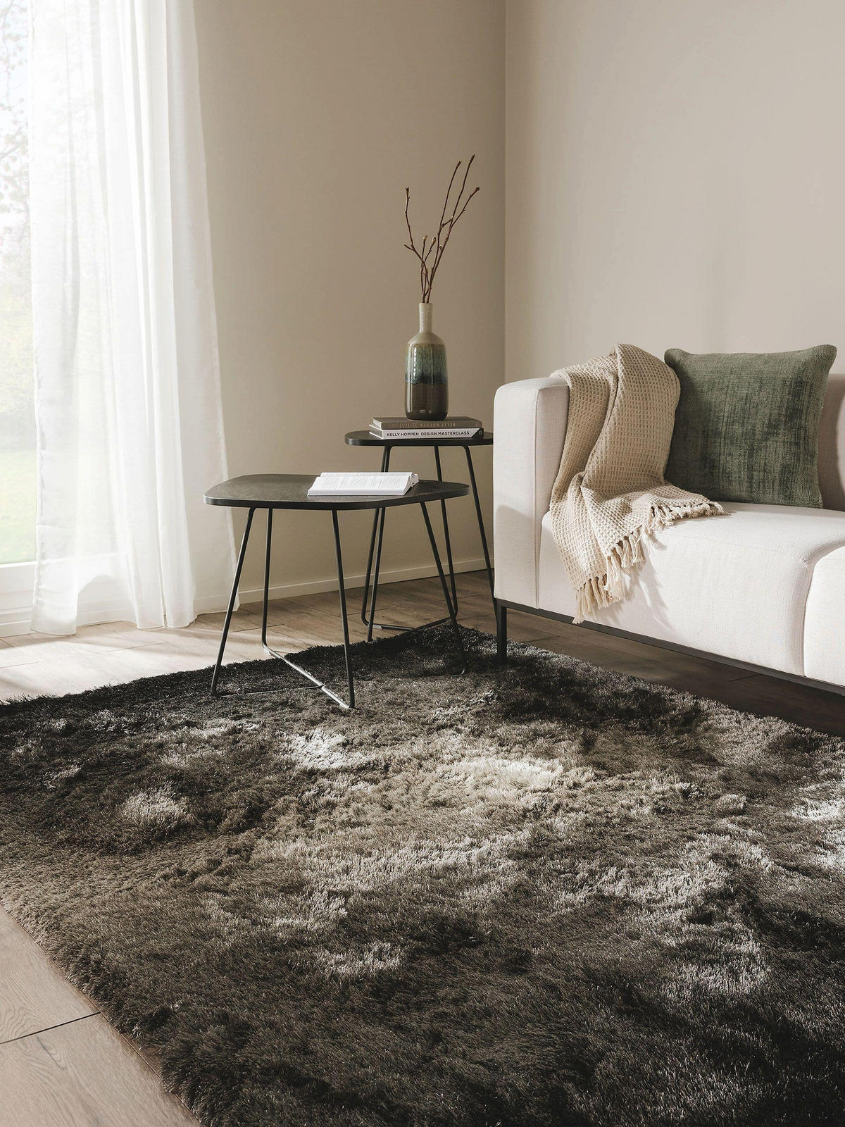 HOCHFLORTEPPICH Whisper Anthrazit/Grau 140x200 cm - Anthrazit, Textil (140/200cm) - benuta Nest