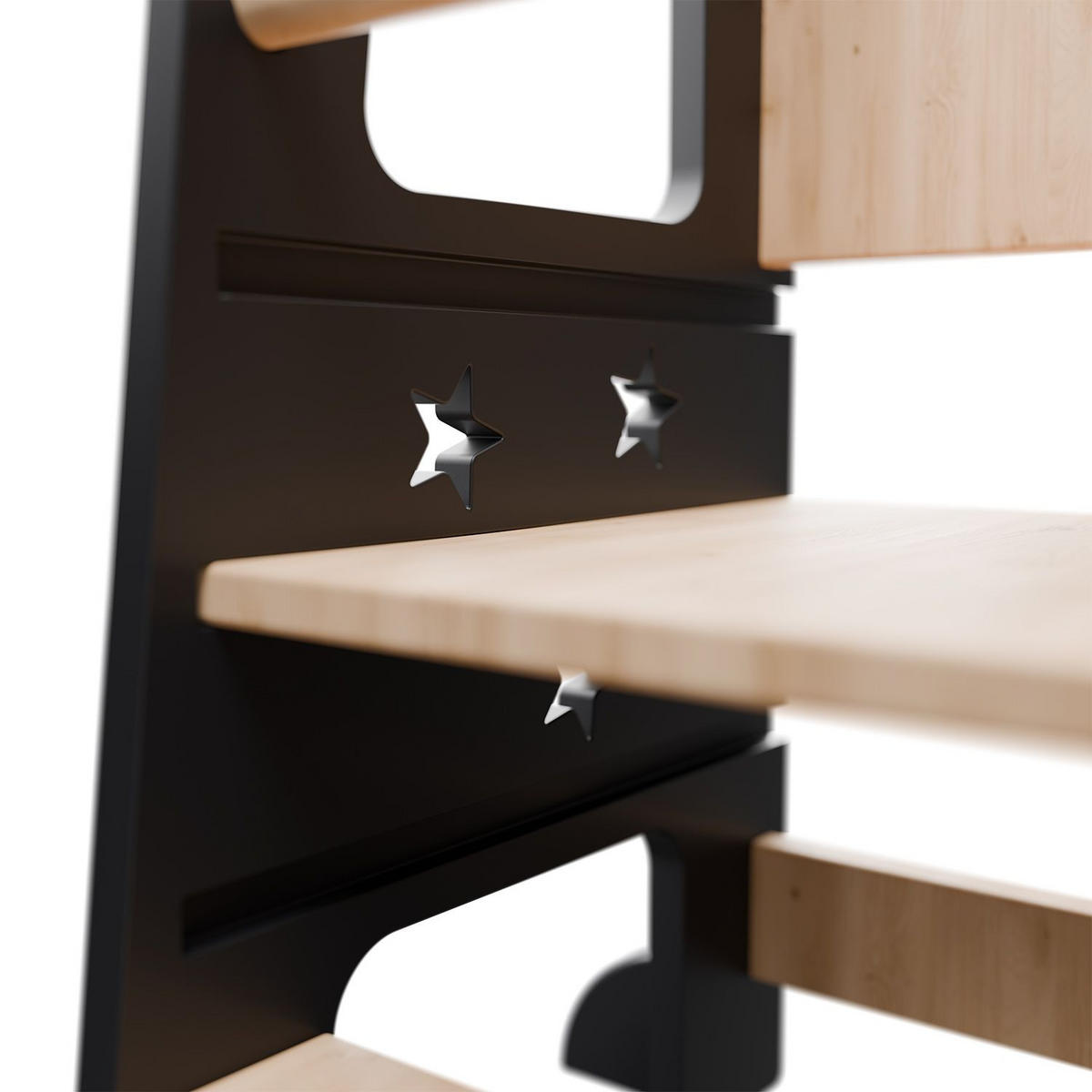 LERNTURM Henny in Schwarz - Schwarz, Holzwerkstoff (40/90/44cm) - Juskys