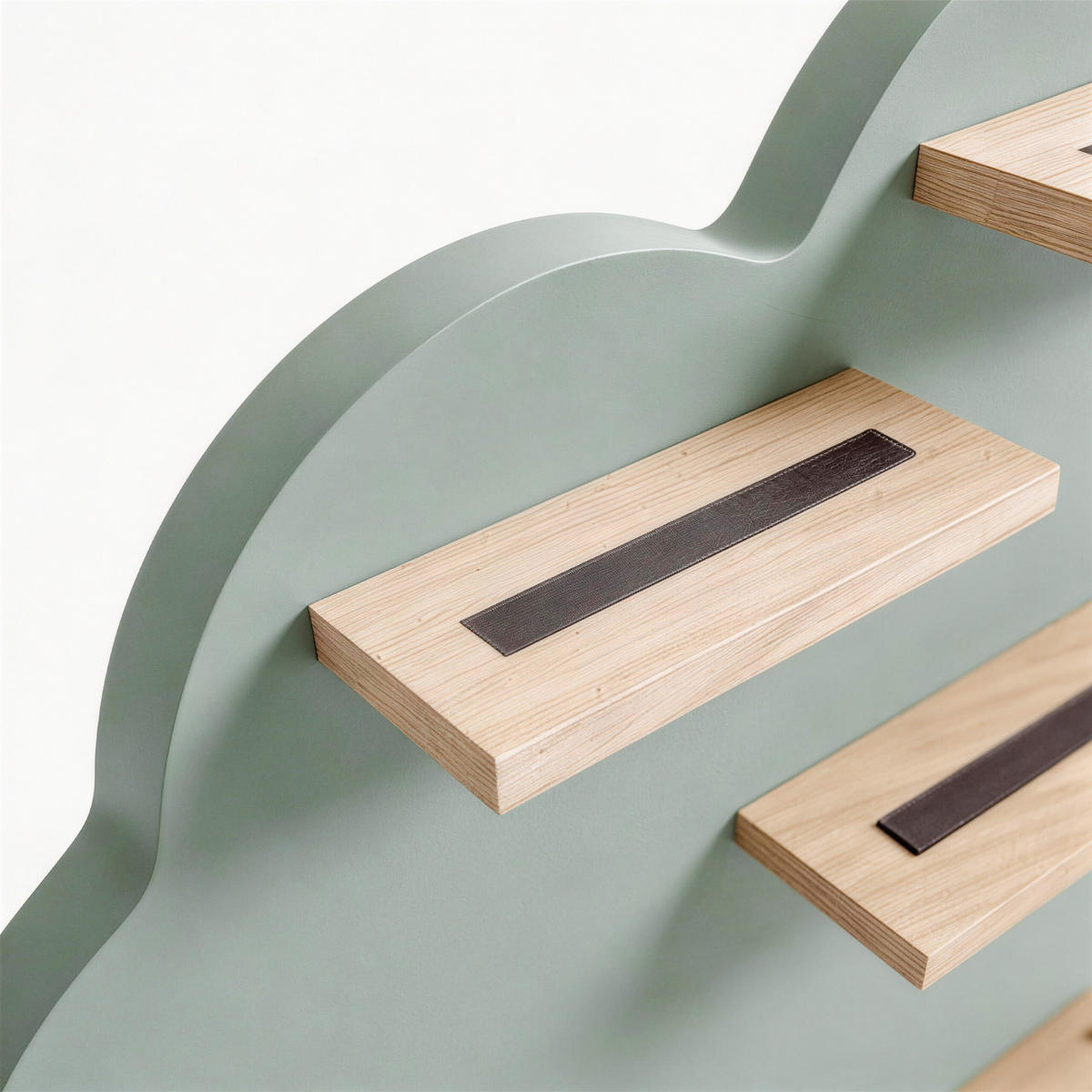 WANDREGAL Salbei Wolkenform Magnetstreifen MDF Buchenholz 40 cm - Grün, Holz/Holzwerkstoff (61/40/17cm) - Relaxdays