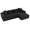 MODULARES Ecksofa Cord tiefe Sitzfläche, Liegeelement 261/146/65 cm Schwarz - Schwarz, Textil (146/261cm) - Redom