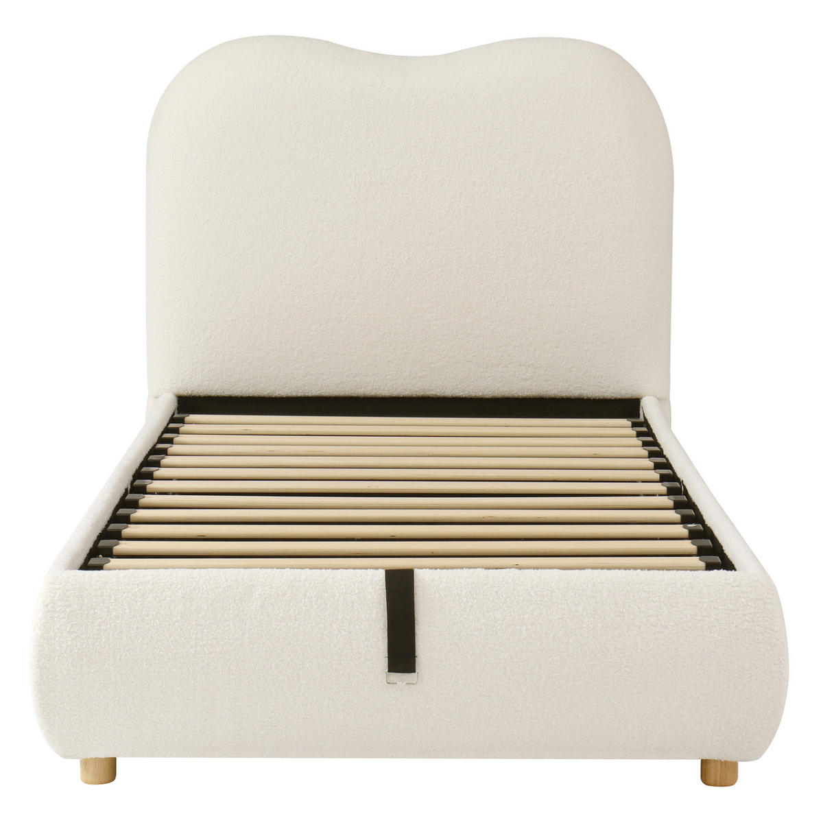 KINDERBETT 90/200 cm mit hydraulischem Bettkasten, gepolstertem Kopfteil und Bouclé-Bezug, Beige - Beige, Textil (90/200cm) - Redom