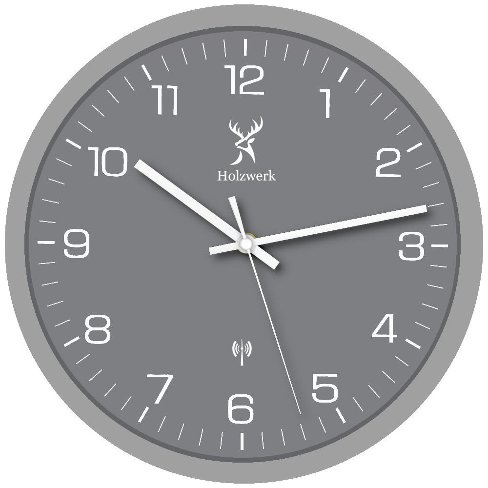 WANDUHR Holz Designer FRIEDBERG (FUNK) Loft Wand Uhr, grau, weiß - Weiß/Grau, Glas/Holz (30/30/4.2cm) - Holzwerk