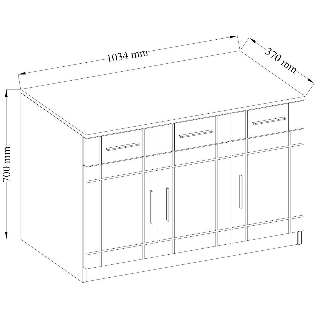 KOMMODE PERUGIA 103/70/37 cm mit 3 Schubladen 3 Türen Sonoma Eiche - Weiß/Sonoma Eiche, Holzwerkstoff (103/70/37cm) - MASSENO
