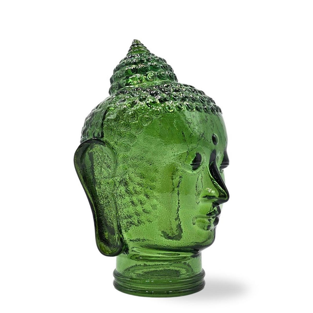 DEKO GLASKOPF THAI BUDDHA Glas, 30 cm Höhe T11 dunkelgrün - Dunkelgrün, Glas (19/30/19cm) - DESIGN DELIGHTS