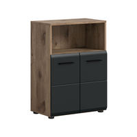STANDSCHRANK breit ICE (B/H/T: ca. 60/80/30 cm) in Nox Oak Nachbildung/schwarz matt - Eichefarben, Holz (60/80/30cm)