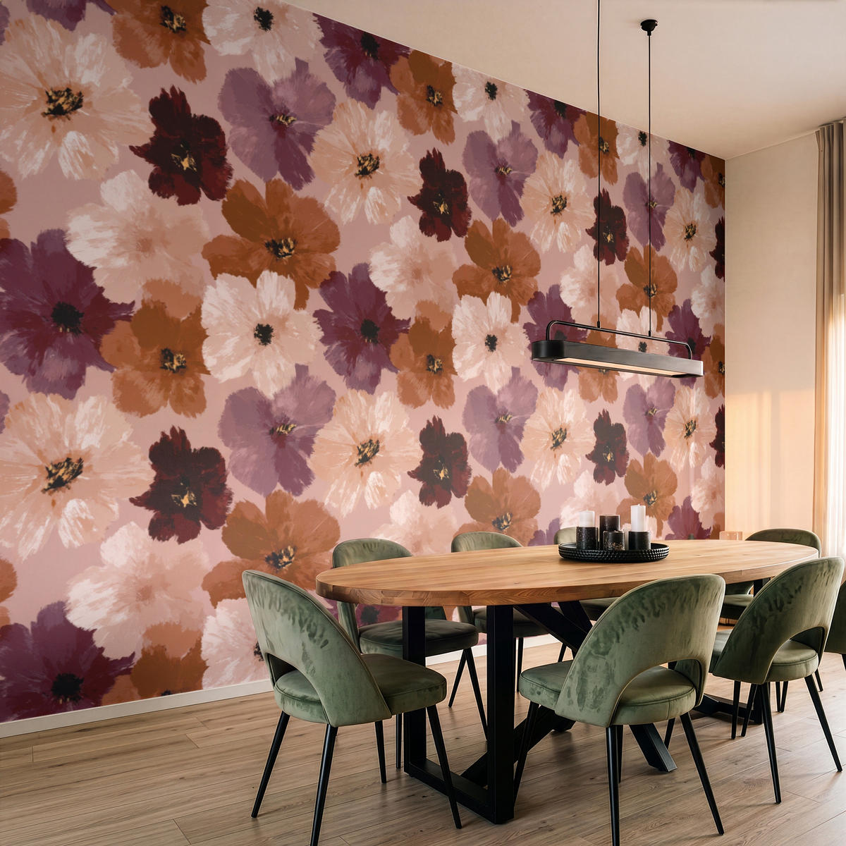 TAPETE - Blumen - Abstrakt - Erdtöne - 450x280 cm - Multicolor, Papier (450/280cm) - OnlyWow