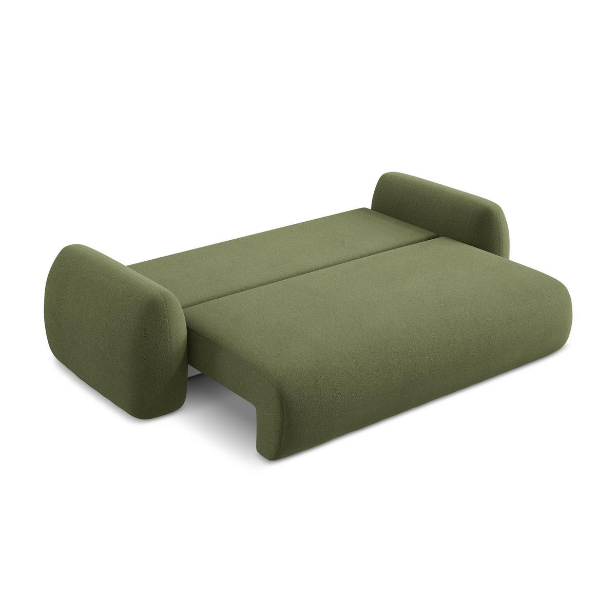 3-SITZER SOFA mit Schlaffunktion Bouclé Stoff Grün - Schwarz/Grün, Holzwerkstoff/Kunststoff (266/95/121cm) - LaMiaSofa