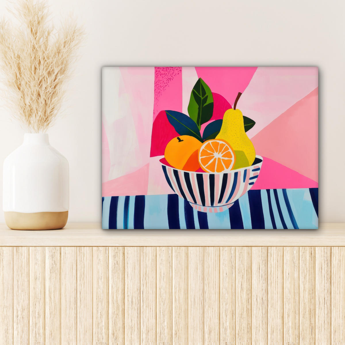 LEINWANDBILD Obst - Abstrakter Hintergrund - Rosa Wandbild 40x30 cm - Pink, Textil (40/30cm) - MuchoWow