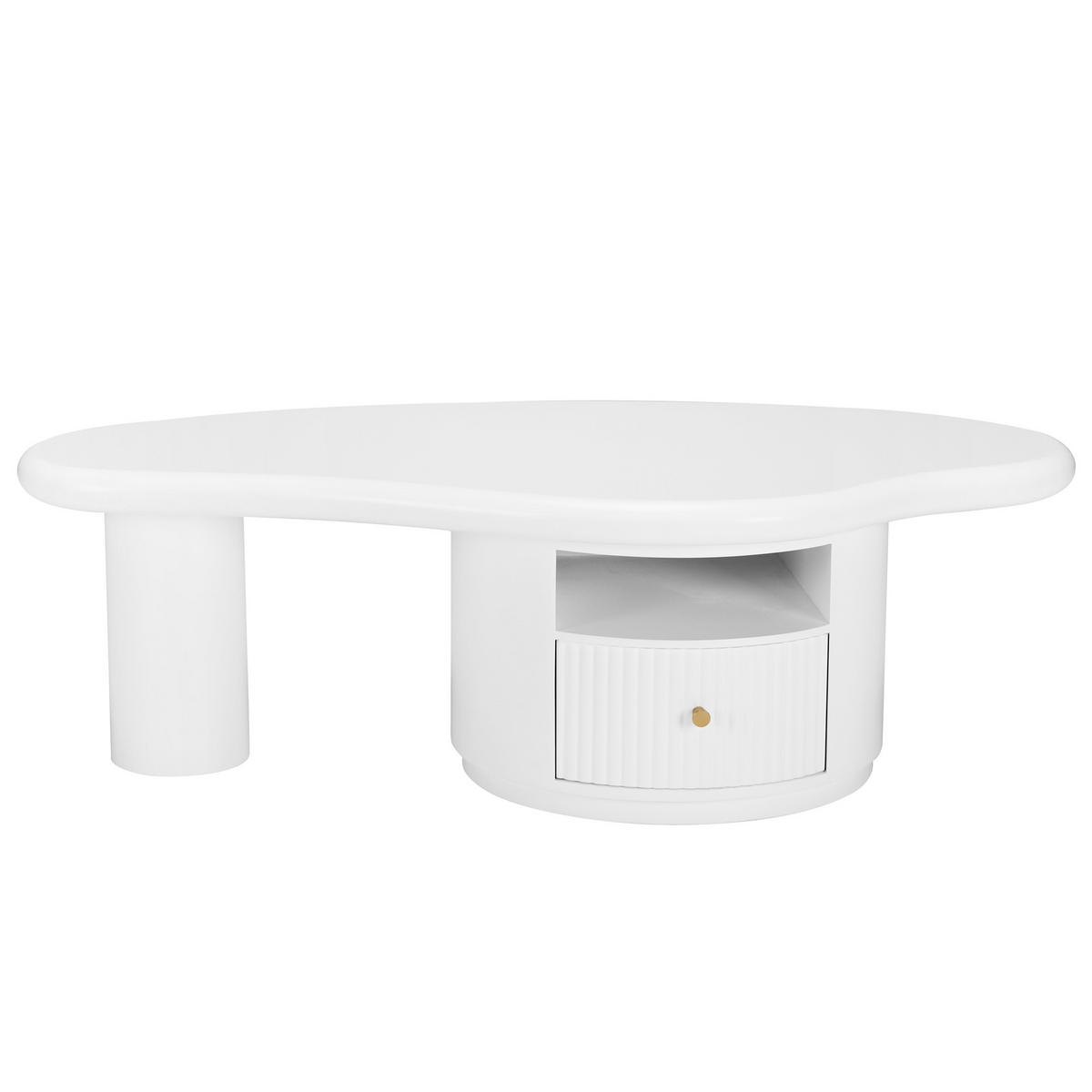 COUCHTISCH, wolkenförmig, lackiertes MDF, 1 Schublade, 110/60/37,5 cm, weiß - Weiß, Holzwerkstoff (110/60/37.5cm) - Redom