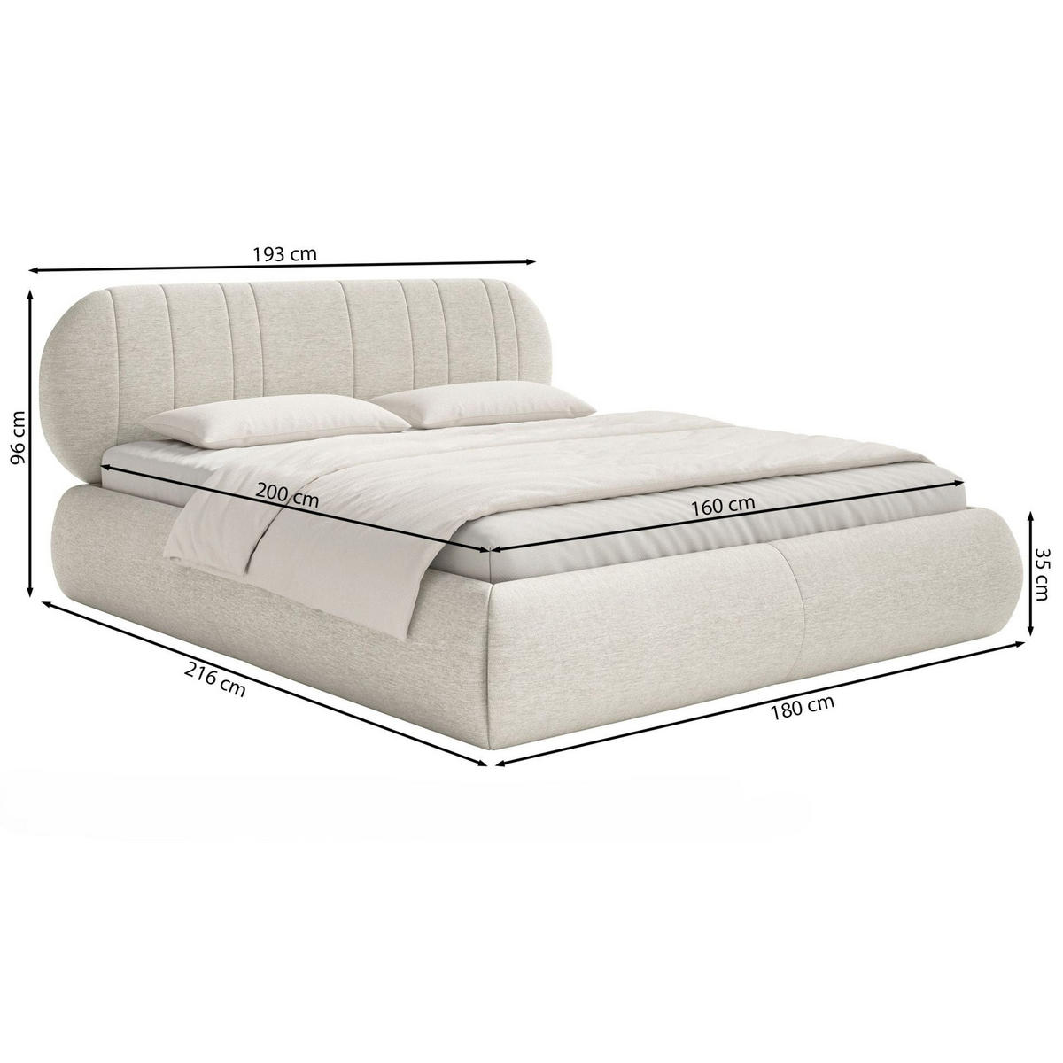 POLSTERBETT Asmelio Khaki 160x200 cm - Grün, Holz/Textil (160/200cm) - Selsey
