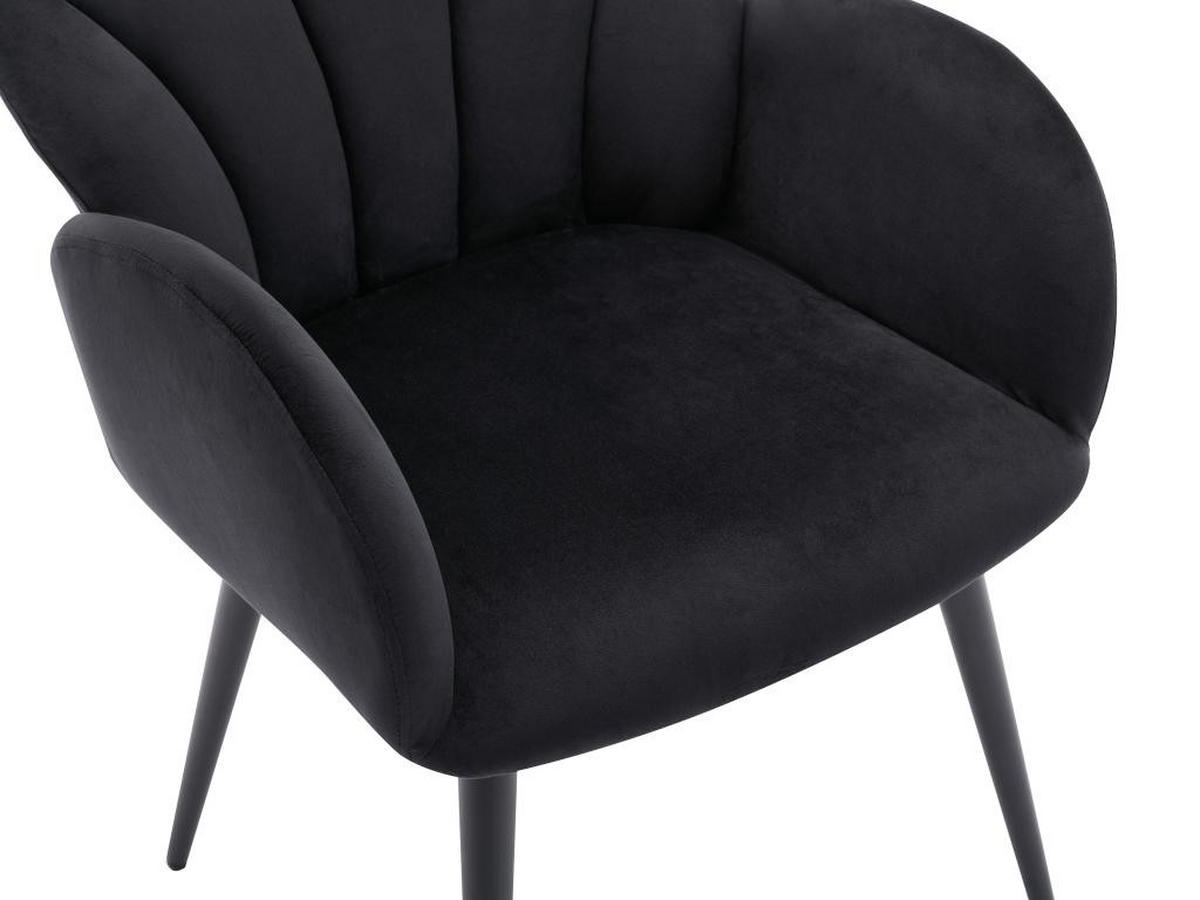 STUHL mit Armlehnen 6er-Set - Samt & Metall - Schwarz - LANSENA - Schwarz, Textil (65/81/56cm) - Pascal Morabito