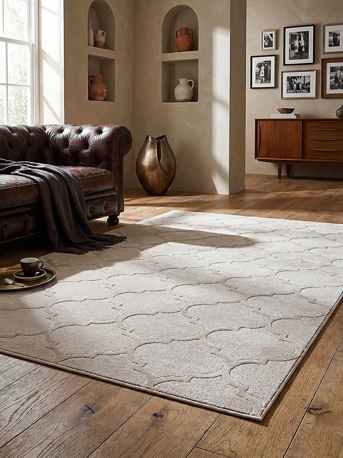 KURZFLORTEPPICH Orientalisch ERESMA Polyester Beige 120 x 170 cm - Beige, Textil (120/170cm) - KADIMA DESIGN