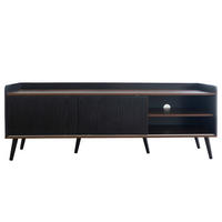 TV Lowboard 2 Schubladen, 2 Schiebetüren, Schwarz Natur - Schwarz, Holz (160/58/40cm)