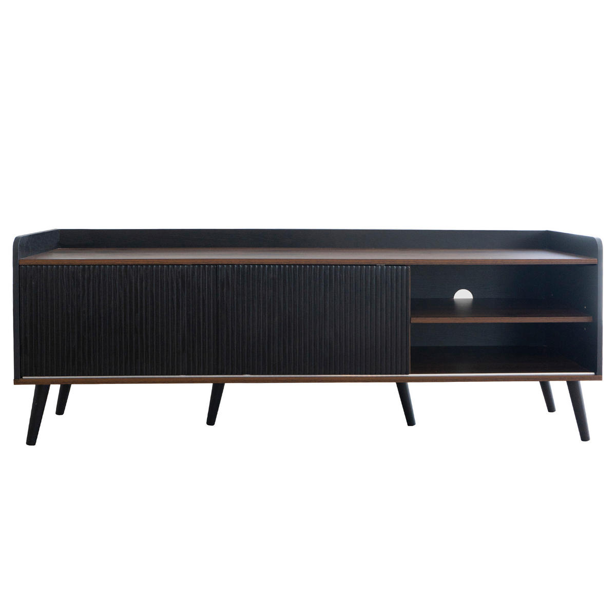 TV-SCHRANK mit zwei Schubladen, Schwarz und Holz 160/40/58 cm - Schwarz, Holzwerkstoff (160/58/40cm) - Redom