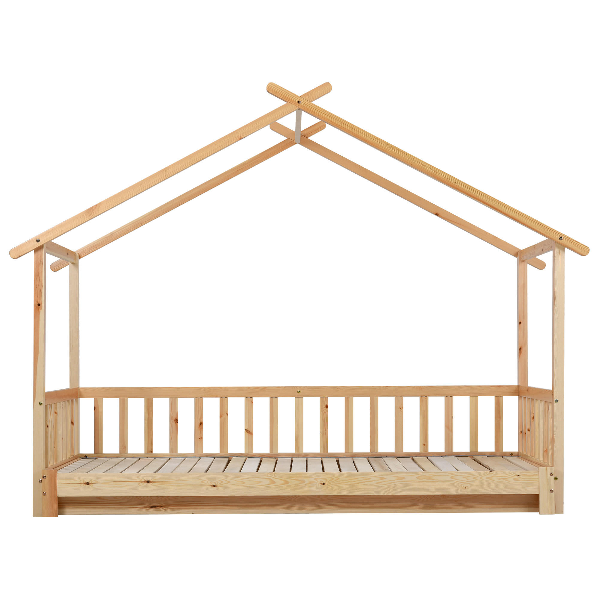 HAUSBETT Massivholz 200/90 cm + 200/180 cm Natur - Ahornfarben, Holz - Raumix