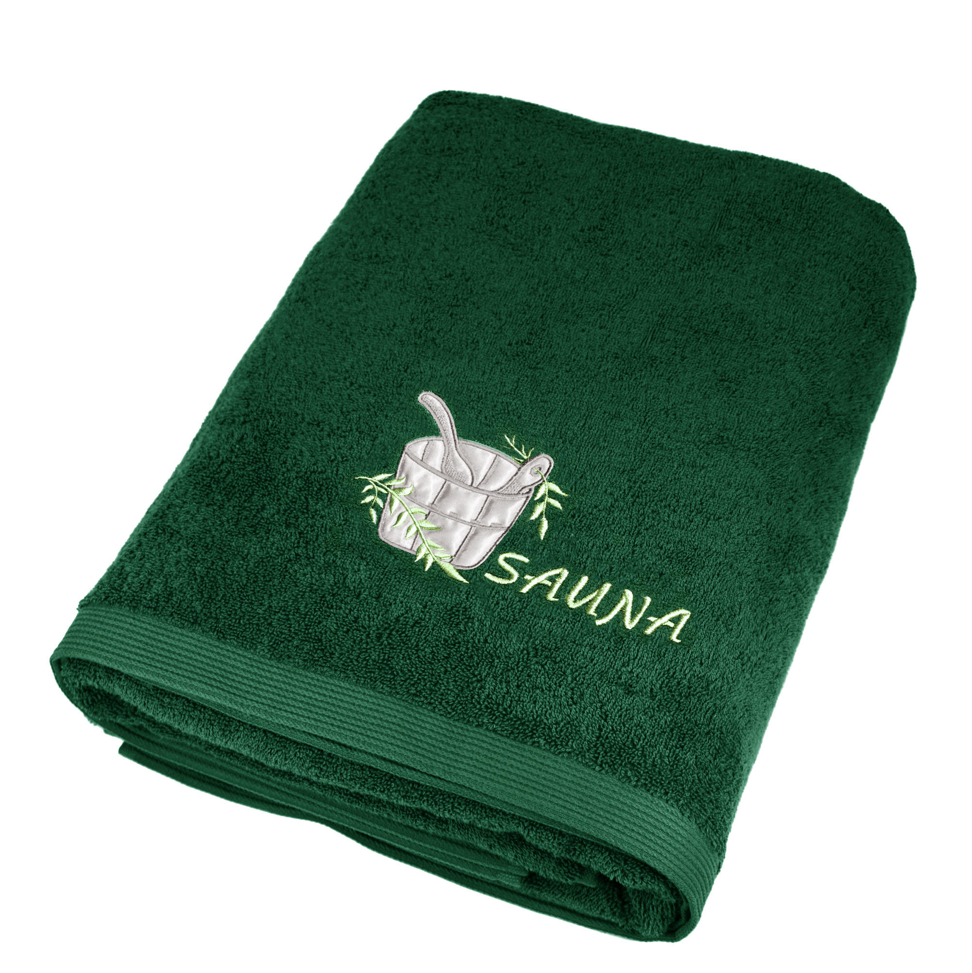 SAUNATUCH Lillby Tannen Grün 100x200 cm - Waldgrün, Textil (100/200cm) - Lashuma