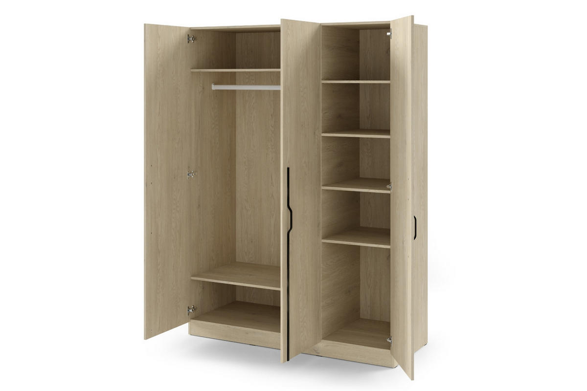 DREHTÜRENSCHRANK BRISSO BR2 150/210/60,5 cm in Eiche Ceremona mit Metallgriffen - Eichefarben, Holzwerkstoff/Metall (150/210/61cm) - Deine Möbel 24