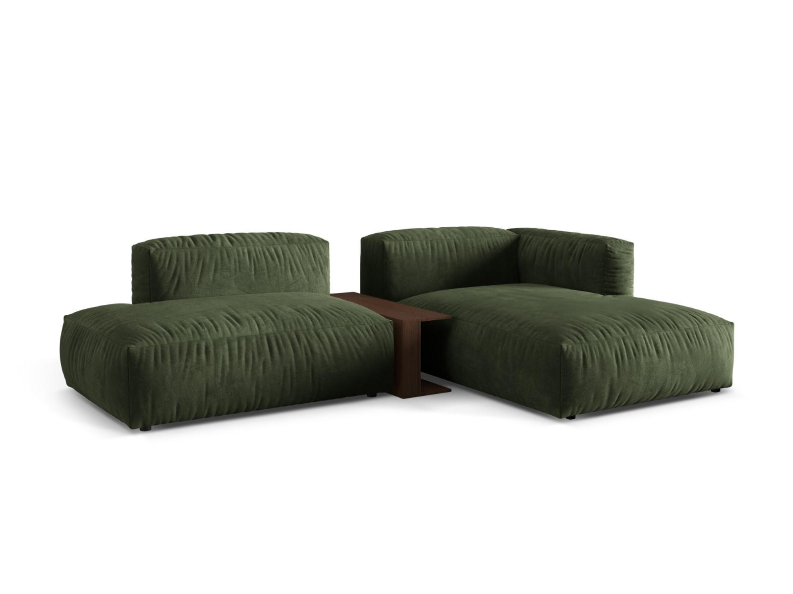 ECKSOFA modular rechts Martina aus Samt grün 2 Sitzplätze - Grün, Textil (176/285cm) - Micadoni