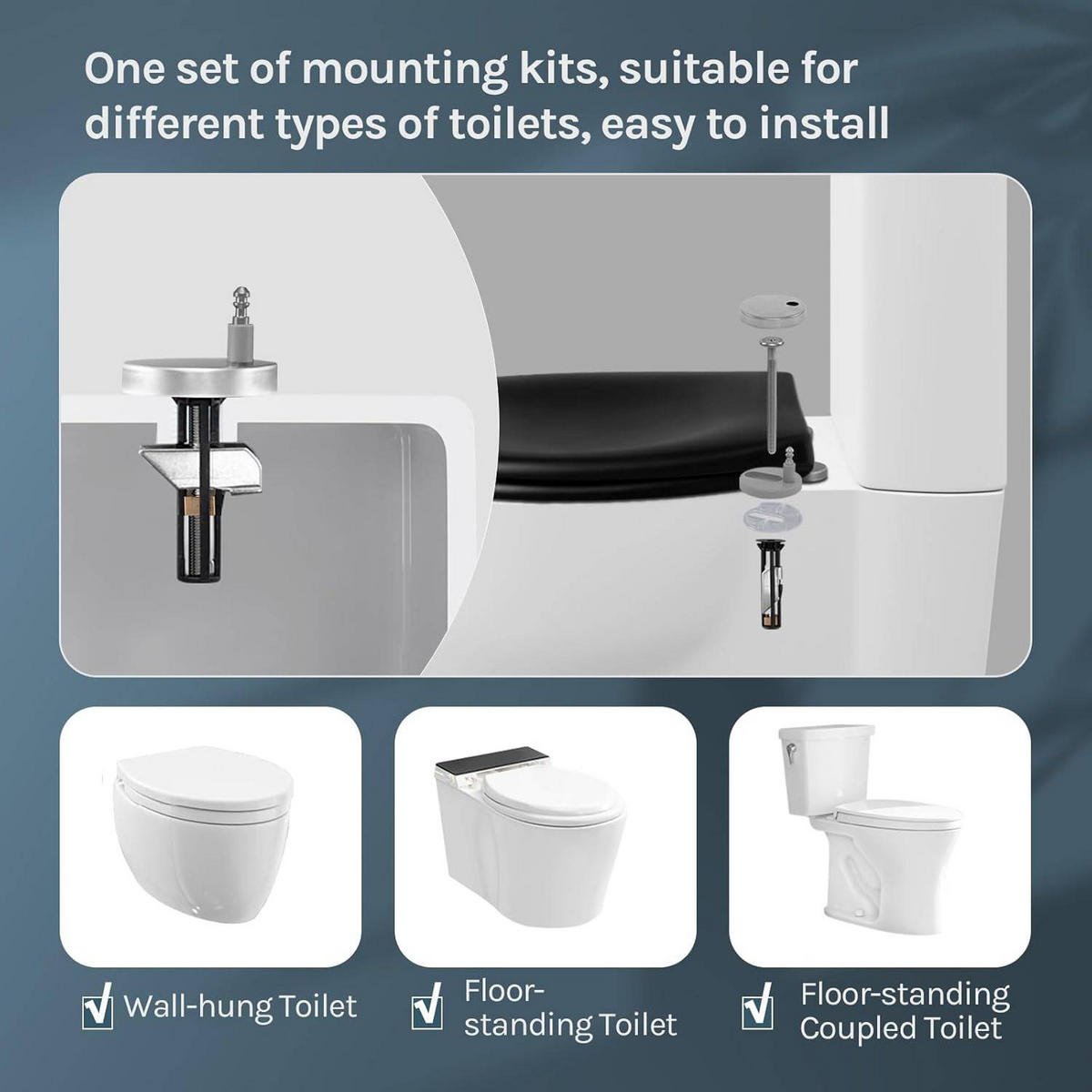 WC SITZ mit Absenkautomatik, Antibakteriell, Matt-schwarz - Schwarz, Kunststoff (37/2.5/45cm) - Woltu