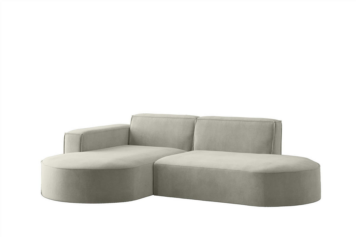 ECKSOFA Palma Xs In Noel - Hellgrau, Holzwerkstoff/Textil (236/165cm) - Fun Möbel