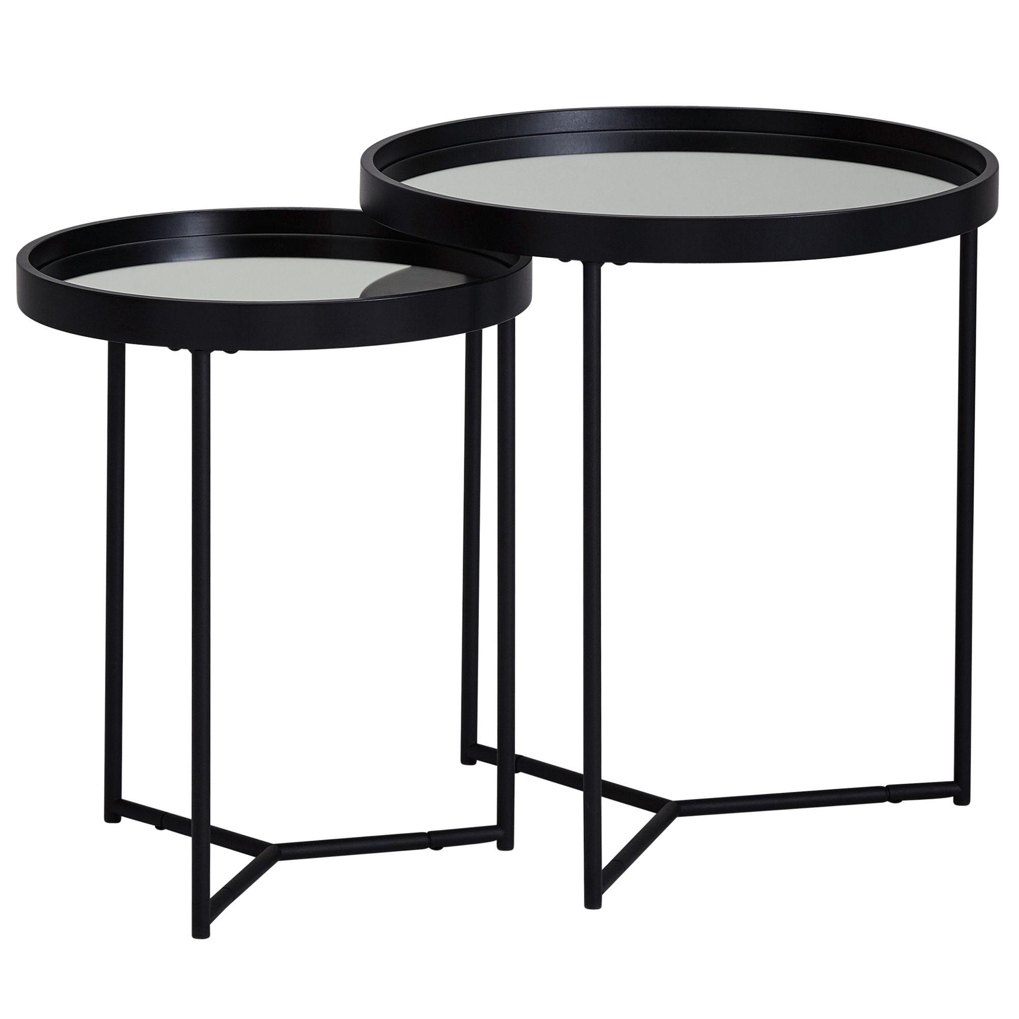 SATZTISCH Set – 2-teilig Metall Holz Schwarz pflegeleicht 3 kg belastbar - Schwarz, Holz/Metall (45/45/50cm) - KADIMA DESIGN