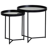 SATZTISCH Set – 2-teilig Metall Holz Schwarz pflegeleicht 3 kg belastbar - Schwarz, Holz/Metall (45/45/50cm) - KADIMA DESIGN