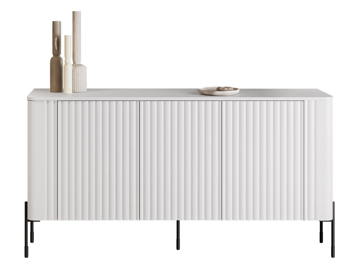 SIDEBOARD Vera 150 - Schwarz/Weiß, Holzwerkstoff/Metall (150/80/40cm) - MIRJAN24