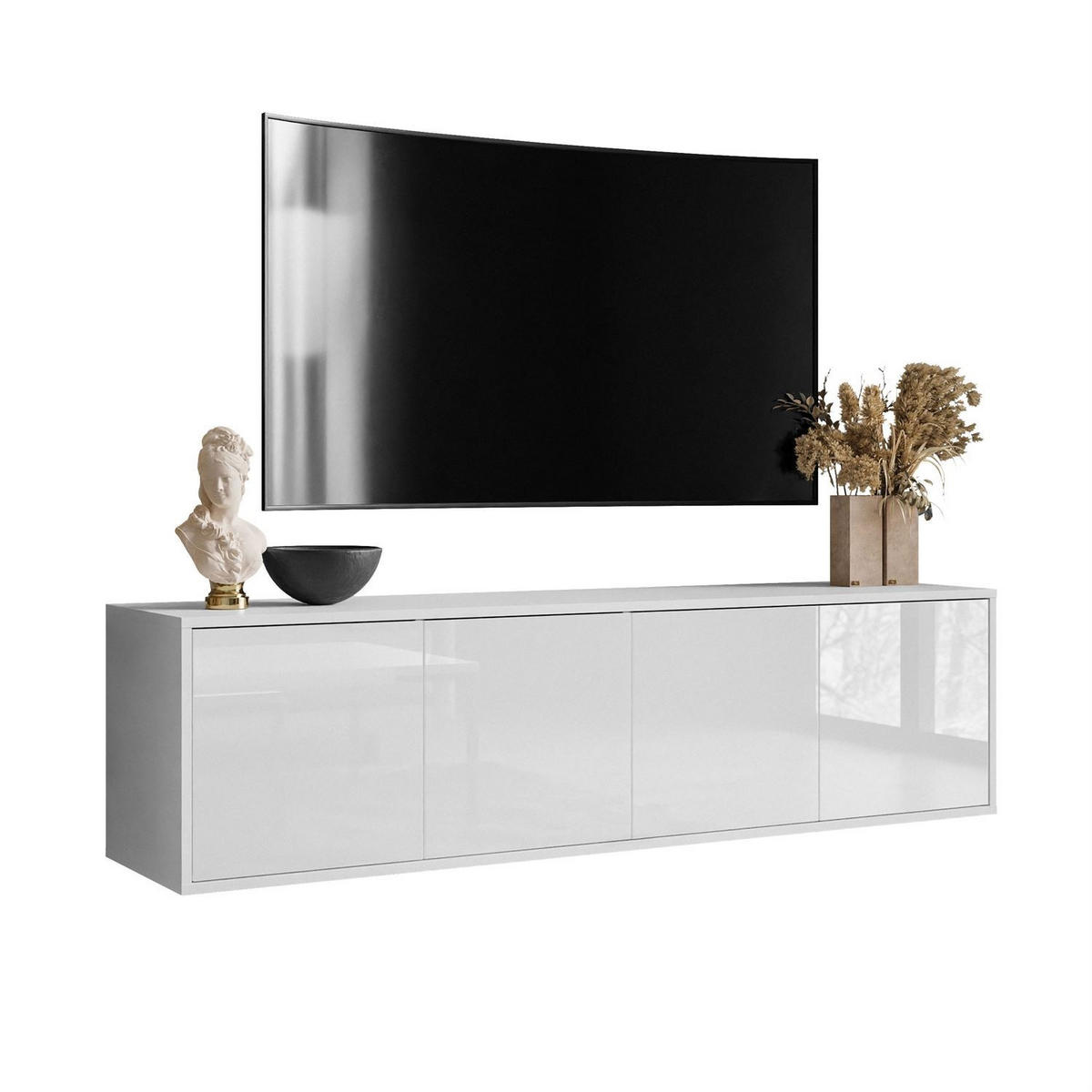 TV-ELEMENT SANAYI Hängend Hochglanz Weiß - Weiß, Holzwerkstoff (156/42/38cm) - Lookway