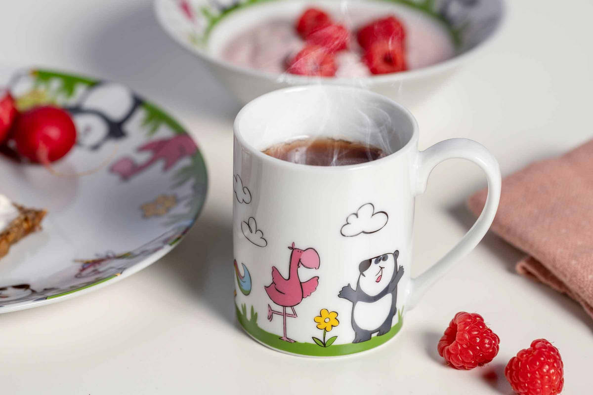 KINDERGESCHIRR SET EINHORN / PANDA / FLAMINGO Bambini bunt - Multicolor, Keramik (9.5/21.5/21.3cm) - Leonardo Living