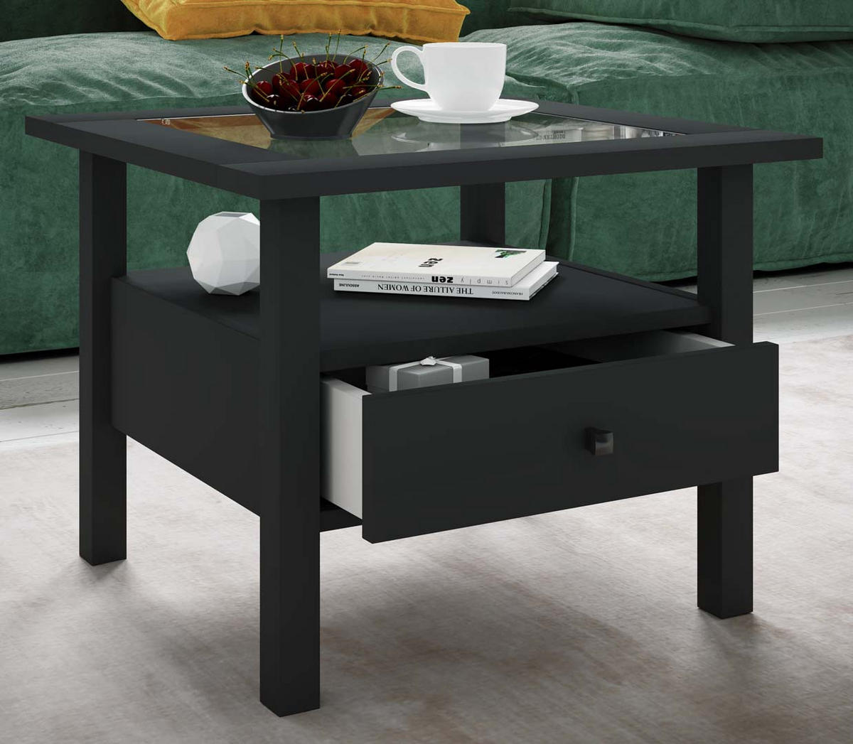 COUCHTISCH 1 Schublade 1 Ablage schwarz - Schwarz, Holzwerkstoff (54/54/42cm) - ebuy24