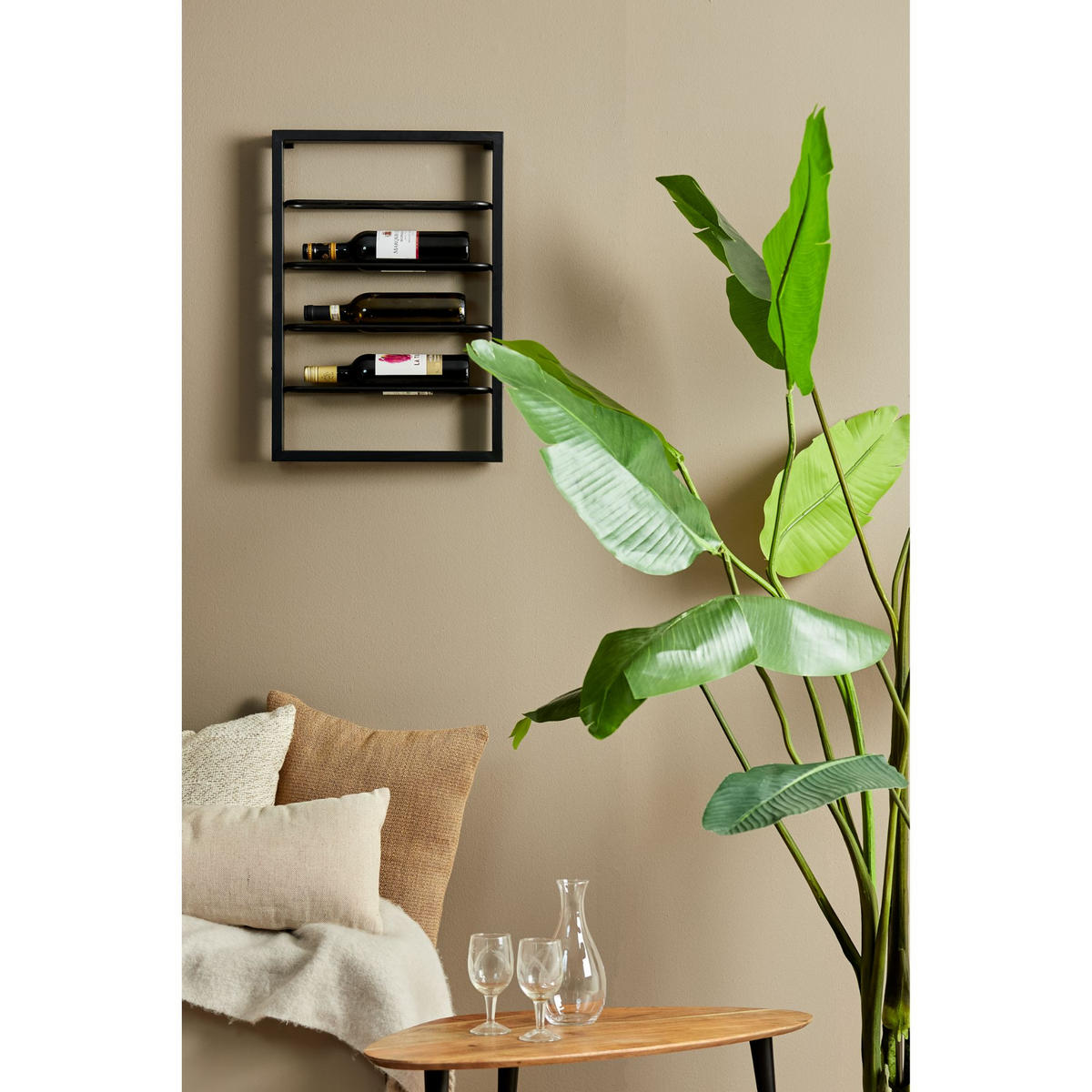 WEINREGAL Amore Schwarz 42/7/60 cm - Schwarz, Metall (7/60/42cm) - Light & Living