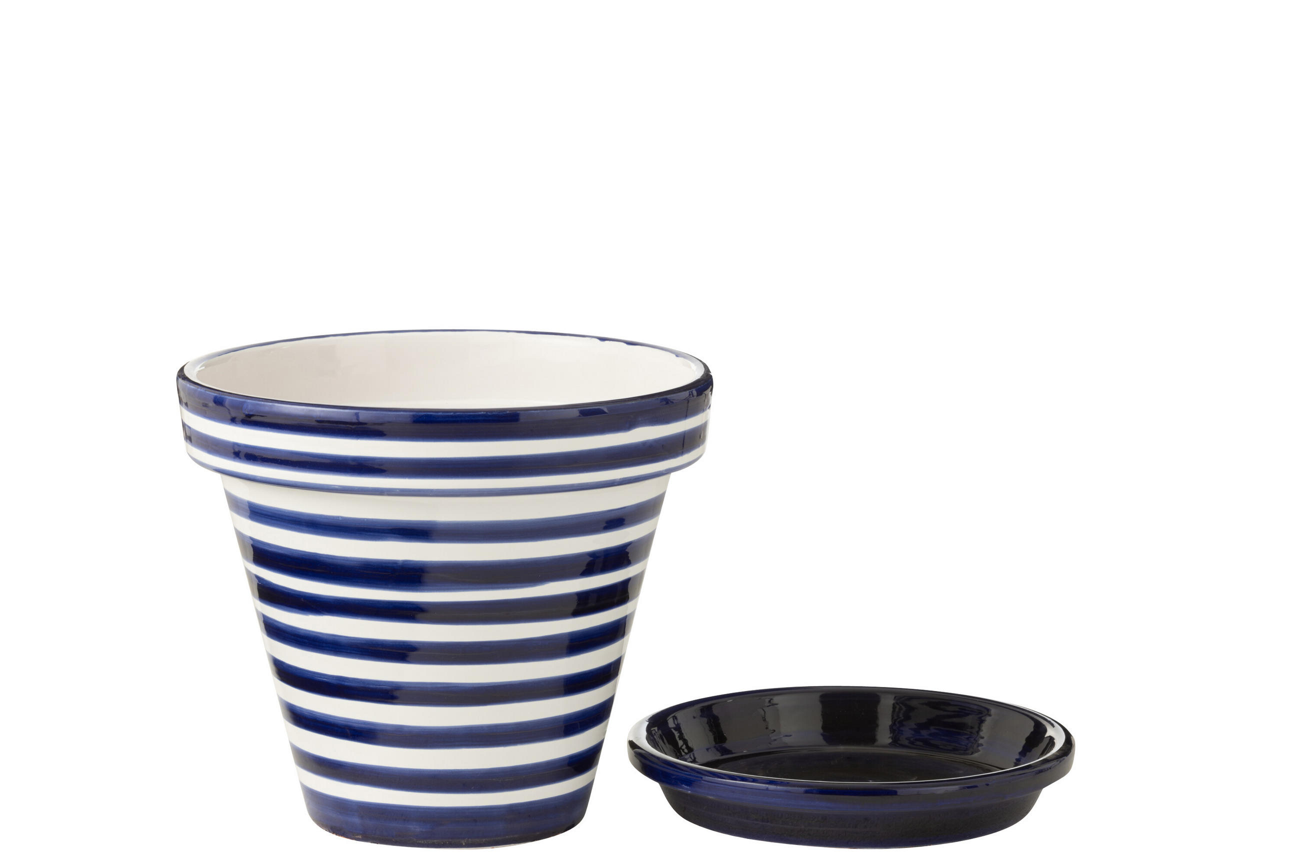 BLUMENTOPF GRANADA STRIPES - Töpferei - Blau - L - Ø 35 cm - Multicolor, Keramik (35/33cm) - J-Line