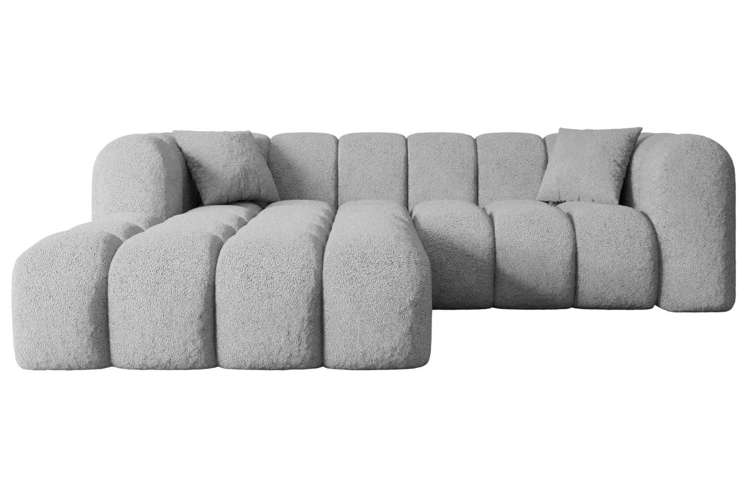 ECKSOFA Ottomane Links OLEA-L1 - 231x173x74 cm Hellgrau Bouclé - Hellgrau/Schwarz, Holzwerkstoff/Kunststoff (190/242cm) - ALTDECOR