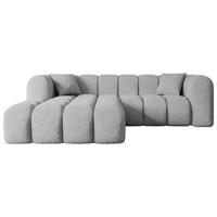 ECKSOFA Ottomane Links OLEA-L1 - 231x173x74 cm Hellgrau Bouclé - Hellgrau/Schwarz, Holzwerkstoff/Kunststoff (190/242cm) - ALTDECOR
