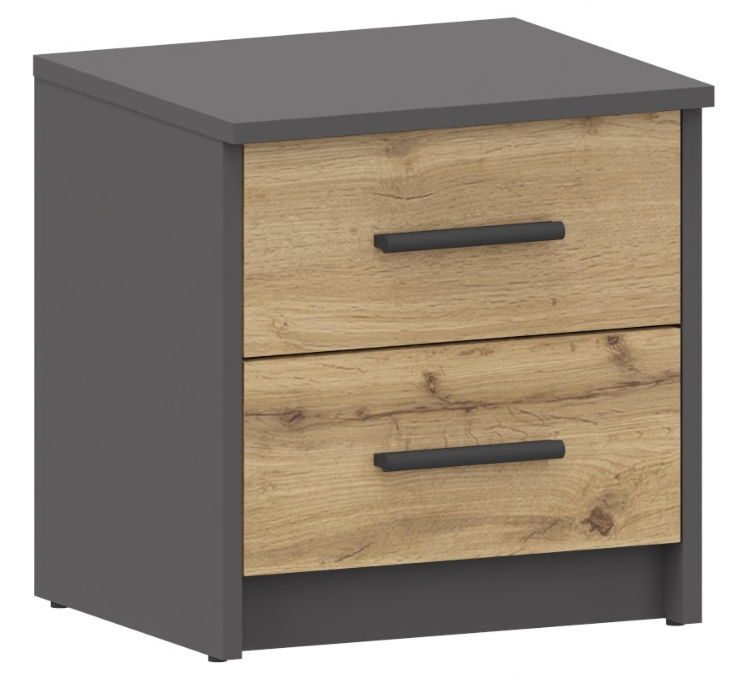 NACHTTISCH 2S Anthrazit-Wotan Eiche 40/35/41 cm - Anthrazit/Eiche Wotan, Holzwerkstoff (40/41/35cm) - Matkam Möbel