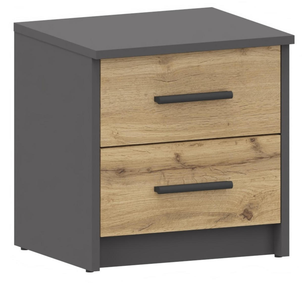 NACHTTISCH 2S Anthrazit-Wotan Eiche 40/35/41 cm - Anthrazit/Eiche Wotan, Holzwerkstoff (40/41/35cm) - Matkam Möbel