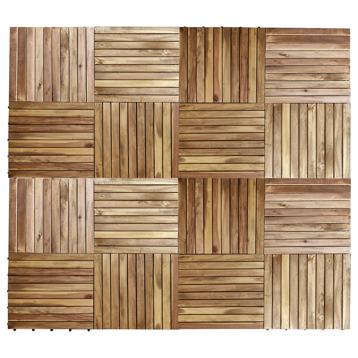 TERRASSENFLIESE - 6er Set - 50x50 cm - Akazie massiv / Polypropylene - Braun - Akaziefarben, Holz/Kunststoff (50/50/2.4cm) - home24